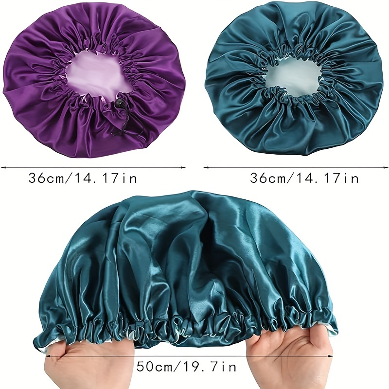 2pcs Set Double-layer Adjustable Color Dots Sleep Cap Baking Oil Cap Adjustable Beauty Hair Care Cap Headscarf