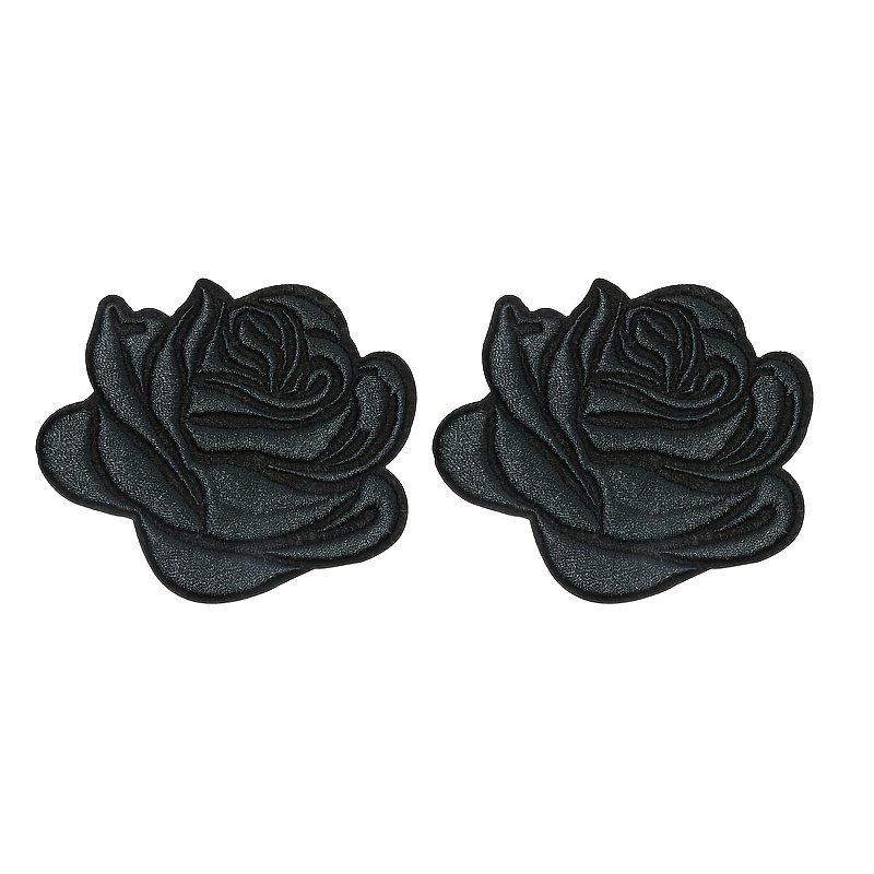 2pcs Black Rose Embroidered Patches - Iron-on/sew-on Appliques For , Bags, Hats & Backpacks