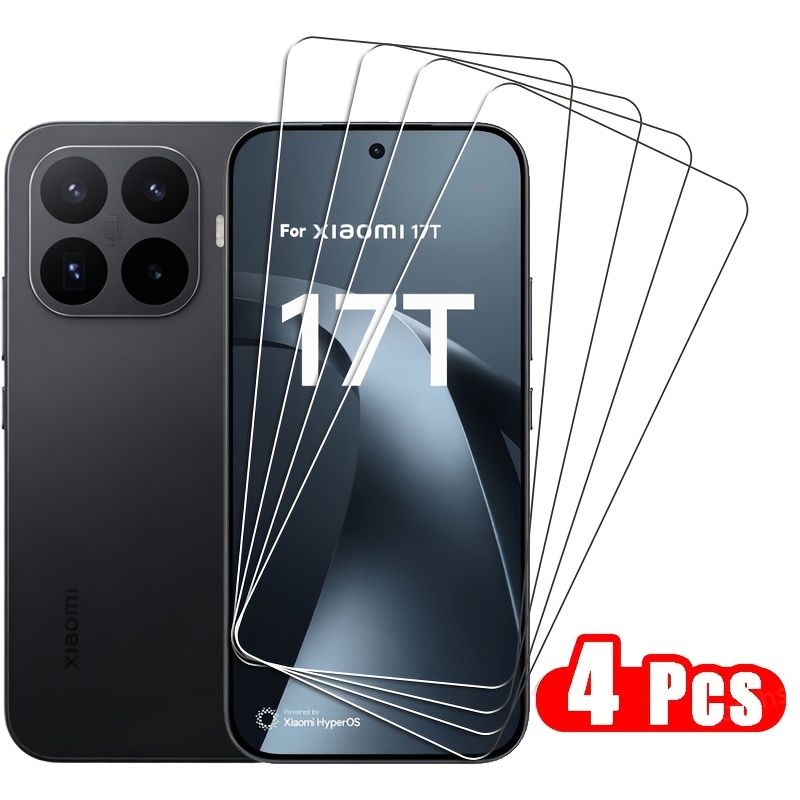 TEMU 4-pack Clear Tempered Glass For Xiaomi 17t Pro 5g Screen Protector Anti-scratch Anti-fingerprint Bubble- Protective Film For Xiaomi 17t Case