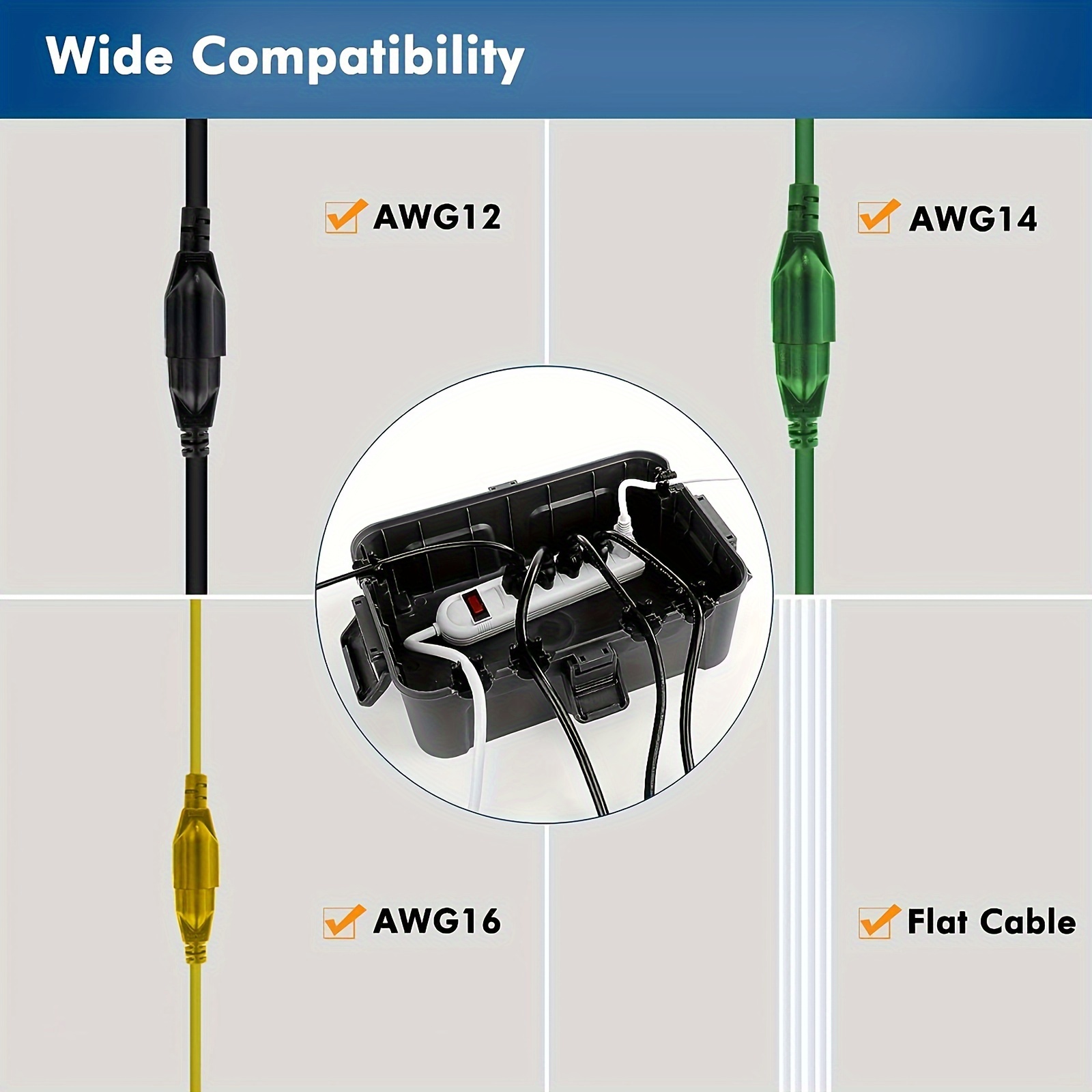 Caja de seguridad de cable de extensión impermeable para exteriores,  resistente a la intemperie, carcasa de sellado IP44impermeable, caja de  conexión