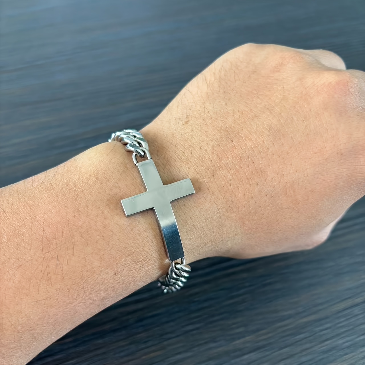 Fashion Stainless Steel Playing Card Cross Stitching Bracelet