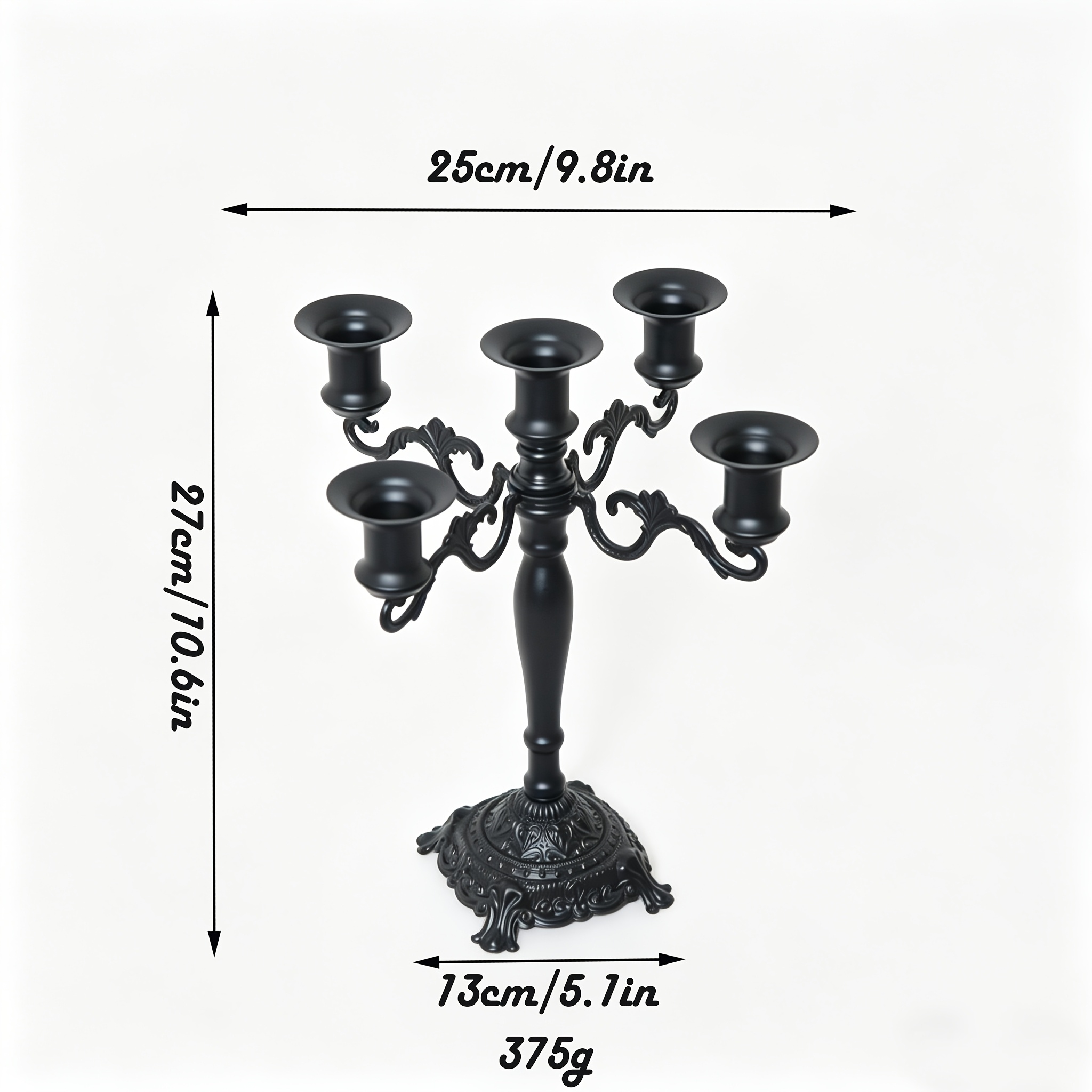 TEMU 1pc Bougeoir en fer à canon 5 têtes/3 têtes, style branche, bougeoir en métal, bougeoir vintage, convient pour mariages romantiques, églises,