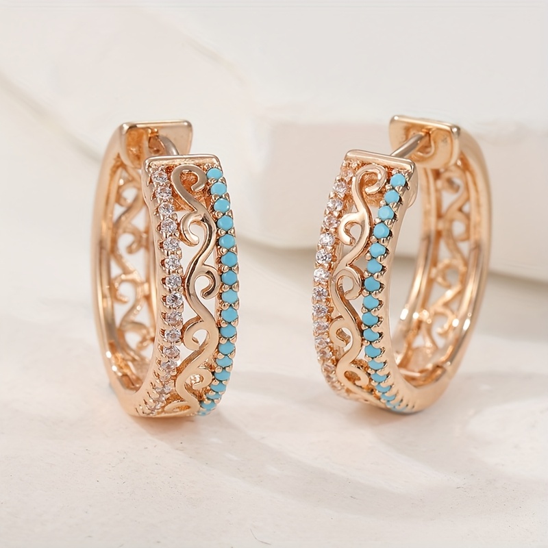 E-shop Bohemian Style Hohle Welle Design Blaue Synthetische Türkis Damen Ohrringe, Luxus Party Festival , Geeignet für Alle Jahreszeiten
