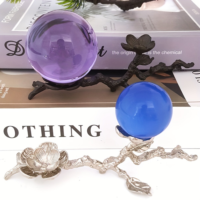 

Classic Style Metal Branches Crystal Ball Stand With Dual Plum Design, Plant Theme Display Pedestal For Desk Decor, Fits Multiple Spheres - Set Of 2 (balls Not Included)