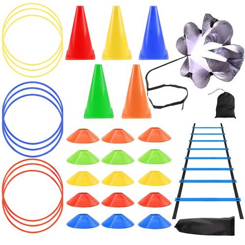 outdoor sports agility ladder set soccer football training equipment durable agility ladders parachutes training markers cones and a storage bag speed agility and