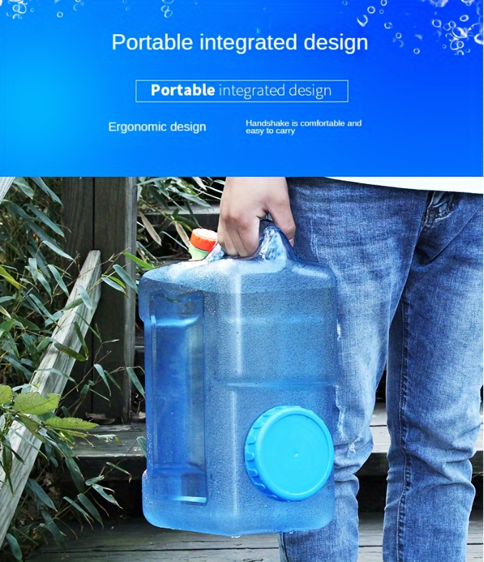 1pc portable water container with faucet 5l 1 32 gallon blue plastic water dispenser for pure drinking water suitable for home car travel and camping details 6