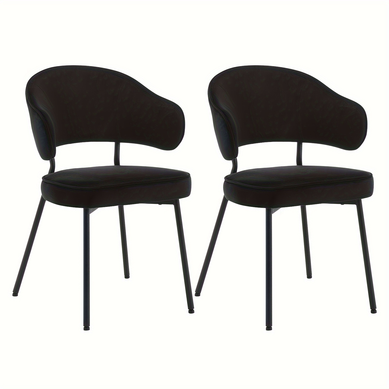 2pcs Dining Room Chairs, Kitchen Chairs, Upholstered Chairs, Lounge Chairs, Living Room Chair, , With Backrest, Armrests, Metal Legs, Padded, Velvet