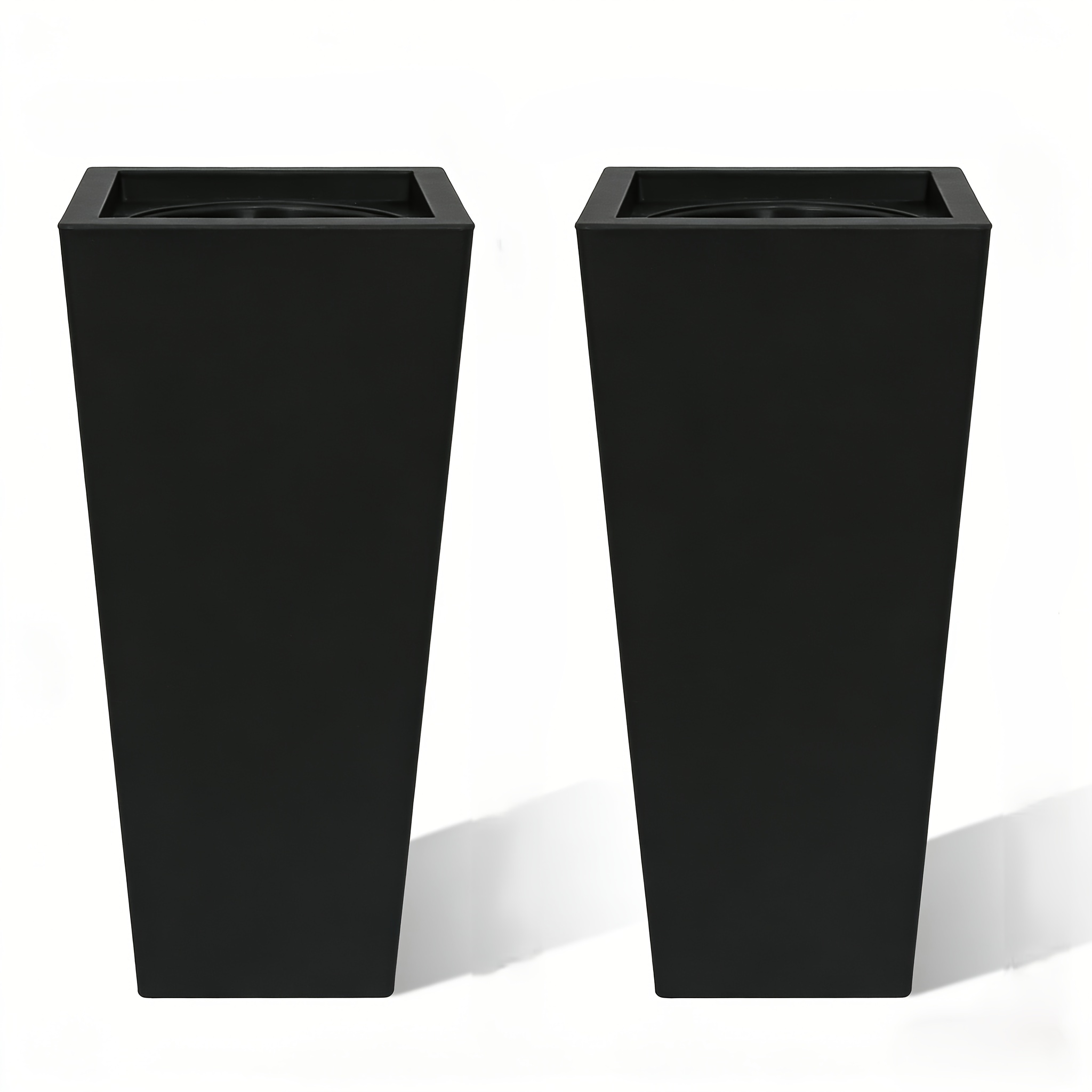 40cm large tall outdoor planters with saucer black cone flower pots 2 pack for indoor outdoor plants