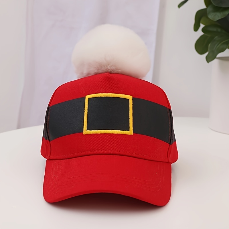 Image of Adjustizable Breathable Santa Hat Suitable For - Non-elastic Baseball Cap With Pompom, Funny Xmas Hat, Hand Washable & For Holiday Events, Casual Wear & Themed Parties (adjustable Strap)