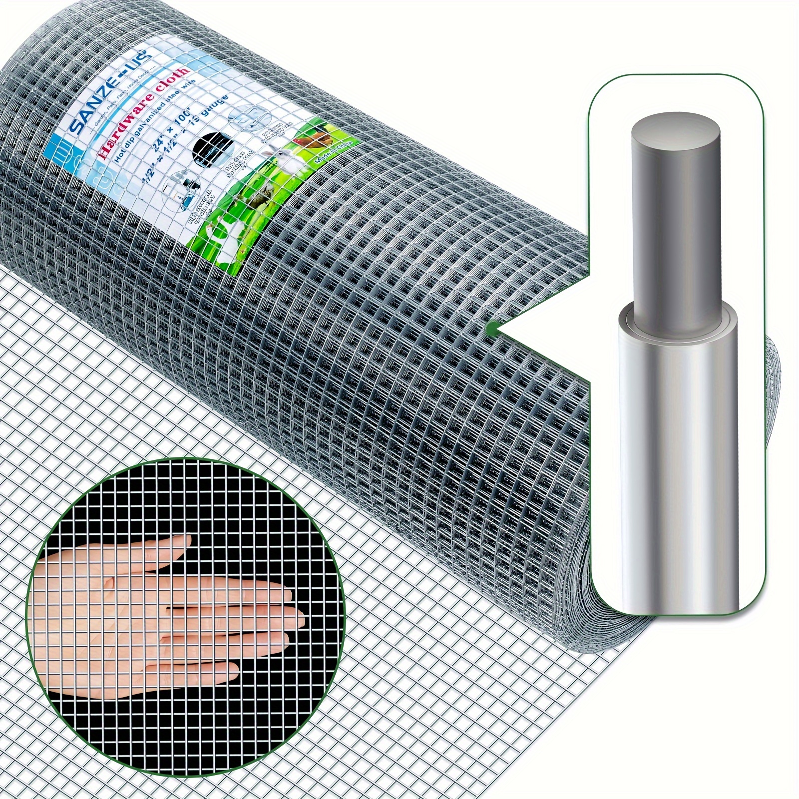 

1pc Hardware Cloth, 1/2inch 48inx100ft 19 Gauge, Hot-dip Galvanizing After Welding, Chicken Wire Fence Wire Mesh Fence Poultry Netting Garden Fence Tree Guard Wire Fence Rolls Snake Rabbit Fence
