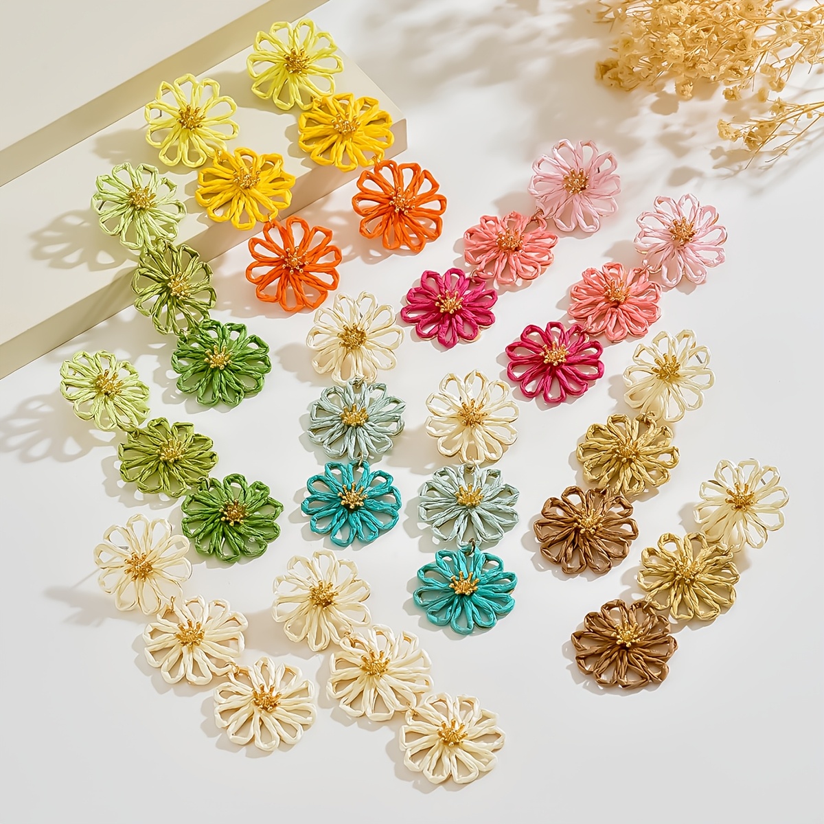 Women's Bohemian Style Multi-Colored Dangle Earrings, Summer Vibes