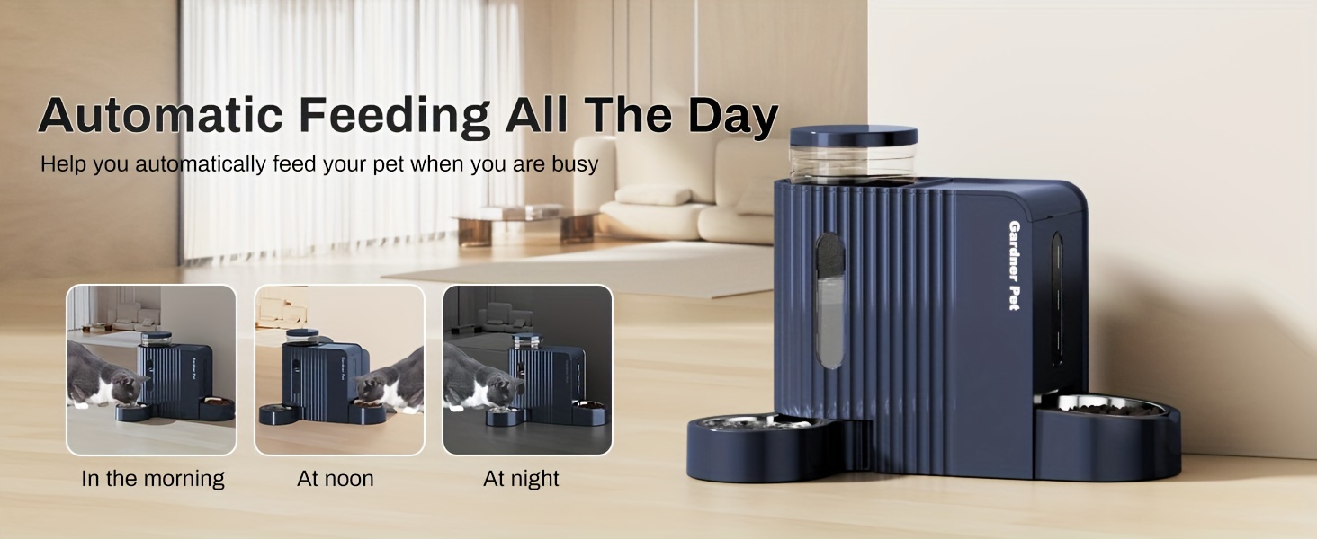 Automatic Gravity Cat Food Feeder And Water Dispenser Stainless Steel Two-in-One Set Large Capacity Dispenser for Pets Dogs, Puppies, Kittens