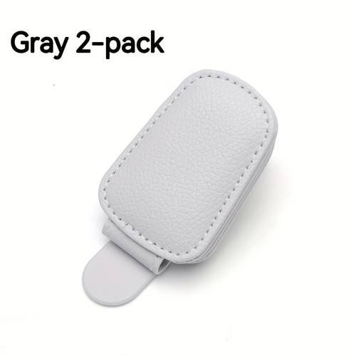 2pcs magnetic pu leather car sun visor glasses holder with card slot one hand operation fit driver side interior accessories gray black sleek design onehandoperation clip