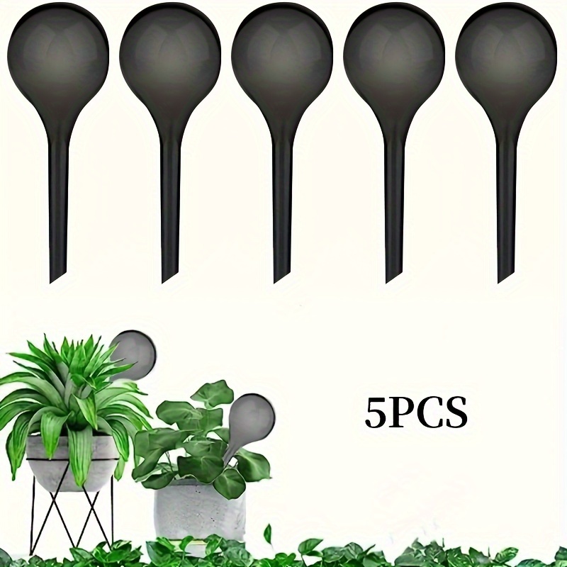 

5-pack Black Plastic Watering Spheres, Self-watering Plant Irrigation System, Pvc Water Spikes For Indoor Outdoor Potted Plants, Garden, Patio, , Balcony - Sprayer