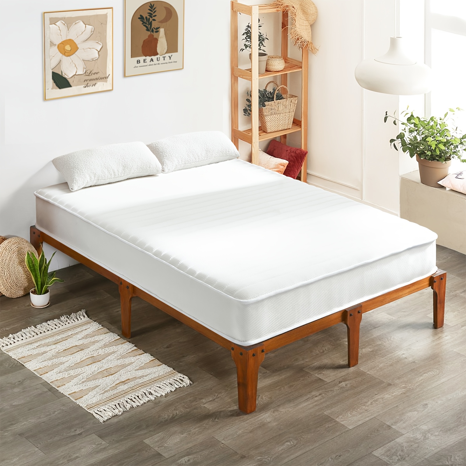 TEMU 6 Inch Twin Mattress, Foam And Spring Hybrid , Medium Soft, Breathable Fabric & Adaptive Support, Twin/ Size Mattress
