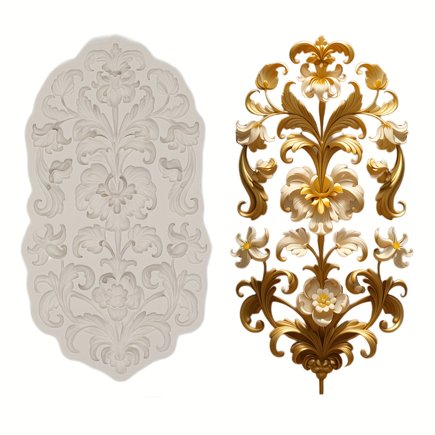 

Seas Embroidery Baroque Silicone Cake Mold - Bpa-free, Non-toxic For Fondant, Chocolate & Cookie Decorating