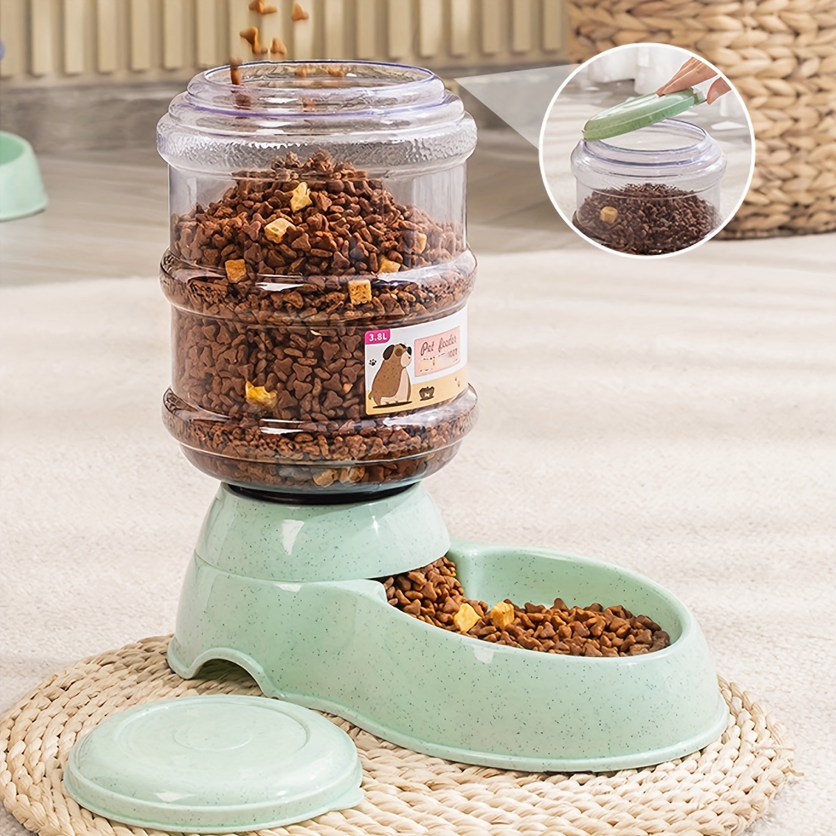 3.8L Extra Large Capacity Automatic Pet Feeder and Water Dispenser - Suitable for Small & Medium Pets, Gravity-Fed Dog Station, Durable PP Material, Without Battery, Dog Water Dispenser | Stylish Auto Dispenser | Durable Pp Material, Dog Waterer