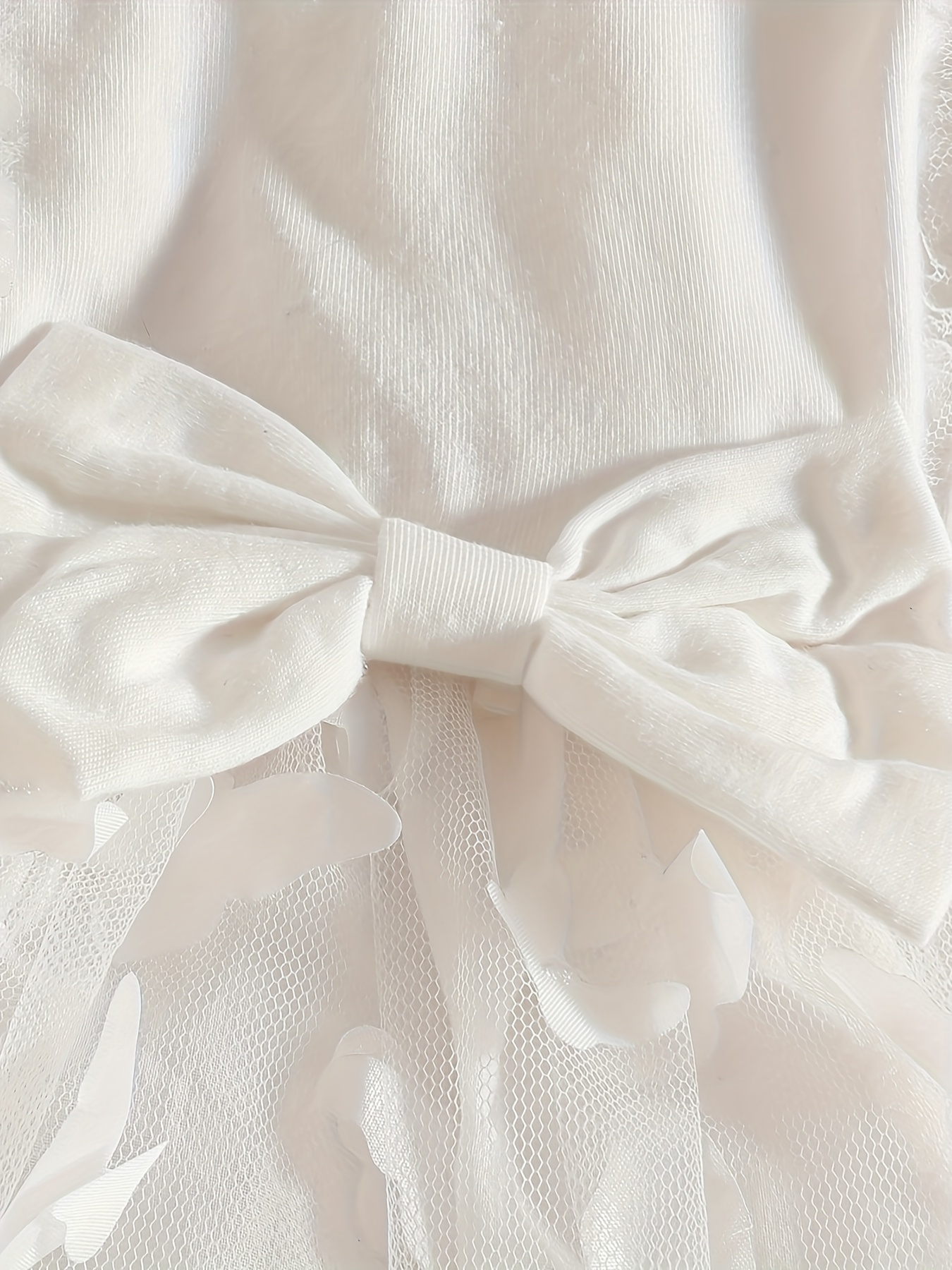 This Is a White Long-Sleeve Baptism Dress for Newborn Girls, Featuring Appliqué Designs And Crafted with Butterfly Mesh. It Is Suitable for Weddings, Parties, And Gatherings in Spring And Autumn, As Well As for Everyday Wear. A Perfect Baptism Gown