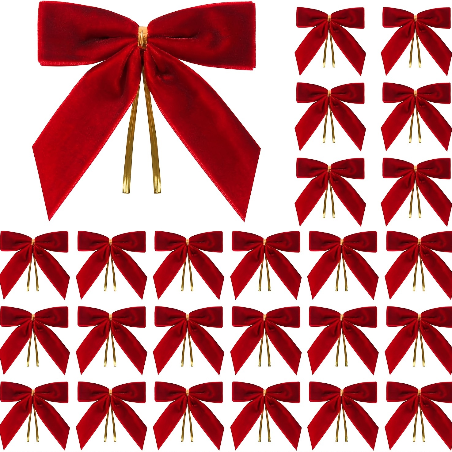 

24- Christmas Bows - Polyester Twist Tie Bows For Wreaths, Wrapping, Crafts, , , Treat & - For Christmas, Hanukkah, Easter, , New - No , -free