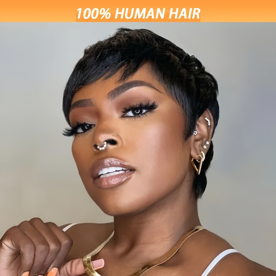 

Chic Cut Wig For Women - 100% Brazilian Human Hair, Straight, , Full Machine Made, High Density, Short, Wigs