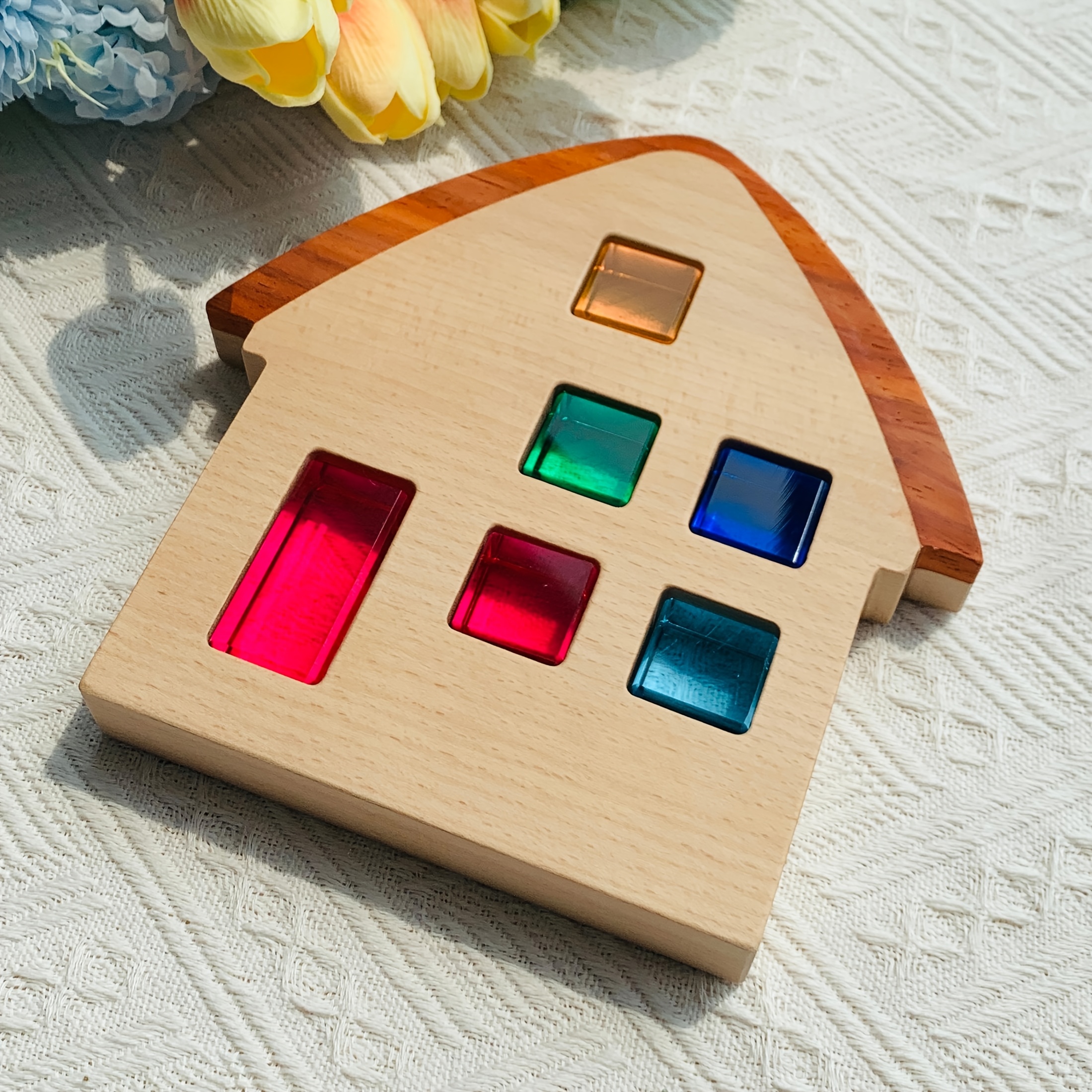 Villa 3 Styles Of Houses High Acrylic Gemstone Stacked Building Room Solid Wood Ornament (1pc)
