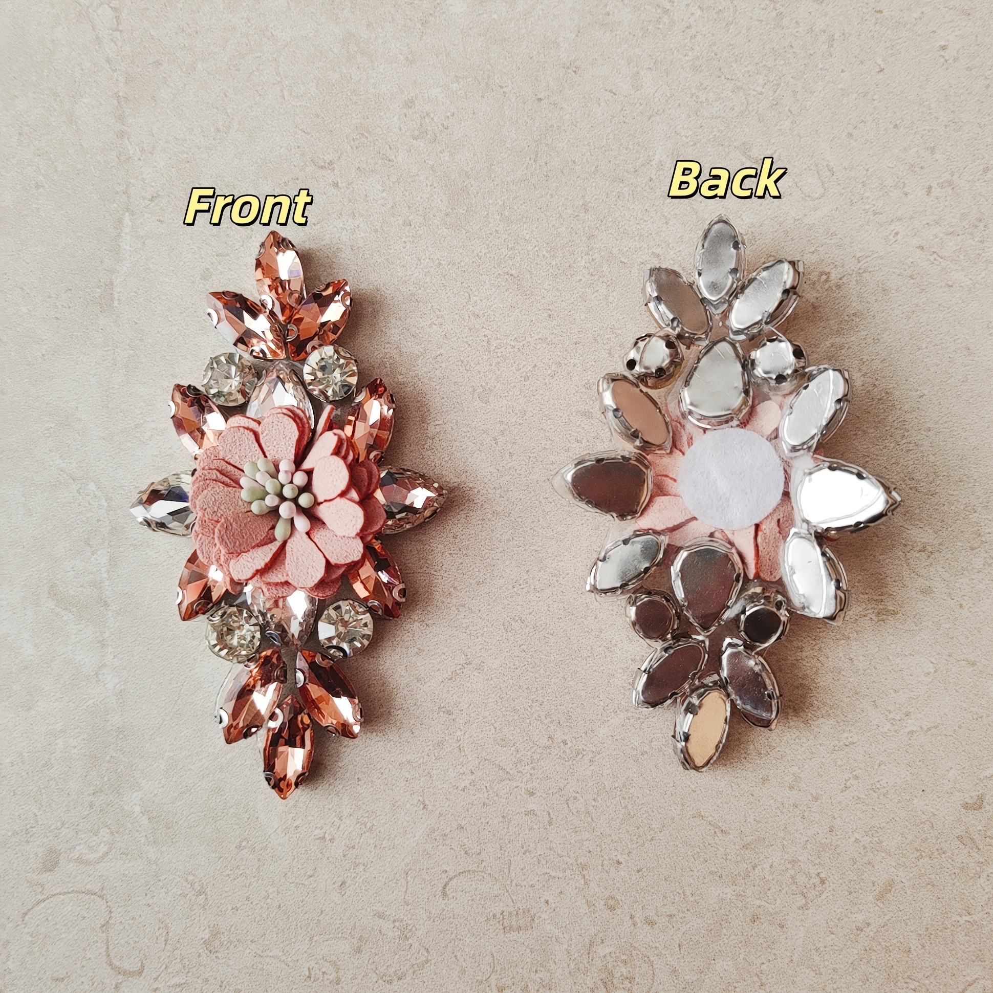 2pcs Three-Dimensional Flower Rhinestone Decorative Patch