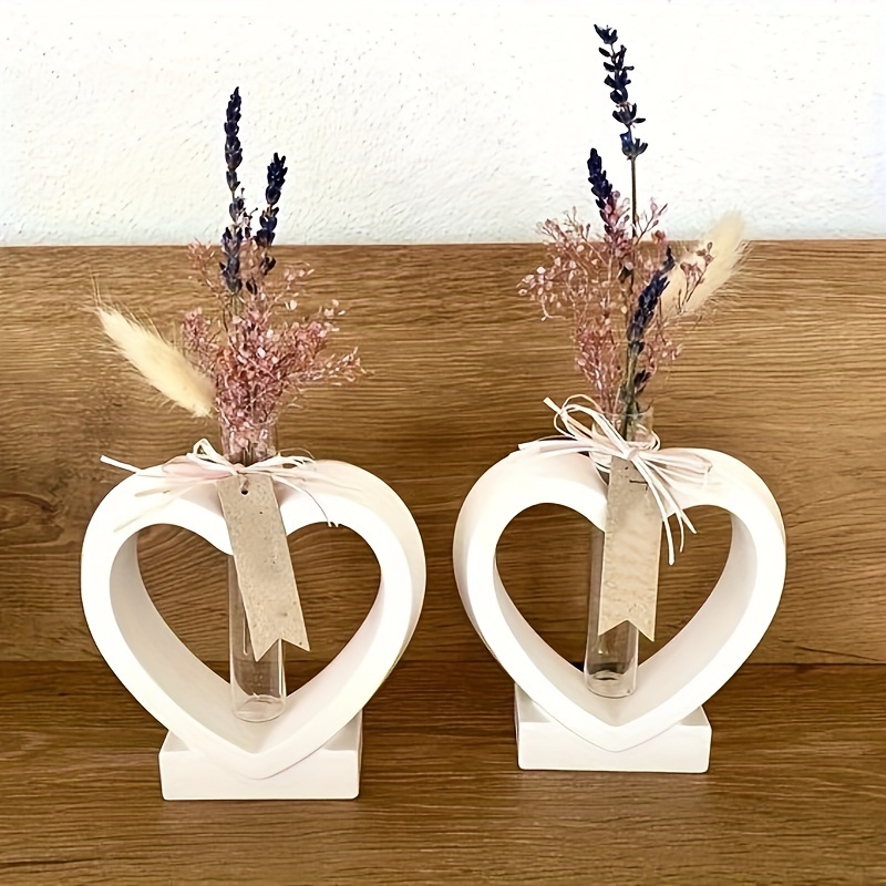 

3pcs Heart Shape Flower Vase Silicone Mold With 2 Test Tubes Resin Mold For Plant Propagation Station Epoxy Resin Plaster Ornament Casting Mold Home Decor