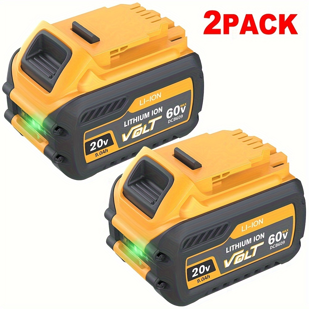 

2pack 9.0ah Replacement For Dewalt 20v/60v Battery Compatible With Dewalt 20v/60v Cordless Power Tools Replace For Dewalt Dcb609 Dcb606 Dcb612 Dcb200