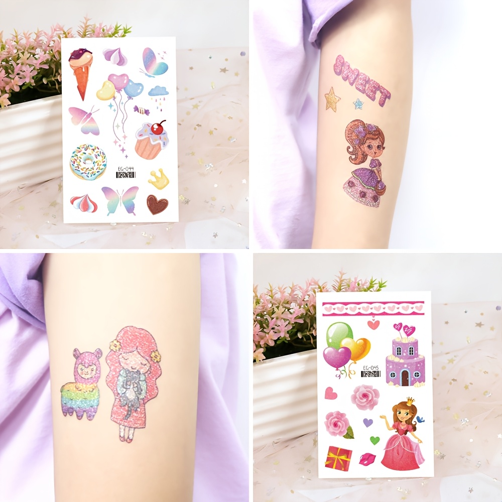 12 Sheets Glitter Dream Princess Tattoo Stickers