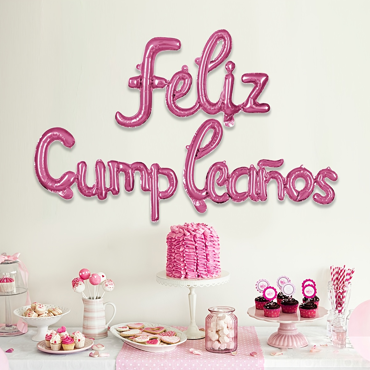 3 globos de papel de aluminio en español con la      , diseño de   minúsculas  ,   para paredes de   de fiestas sorpresa,   de  , accesorios fotográficos y decoraciones de   para fiestas de  , que añaden un   festivo
