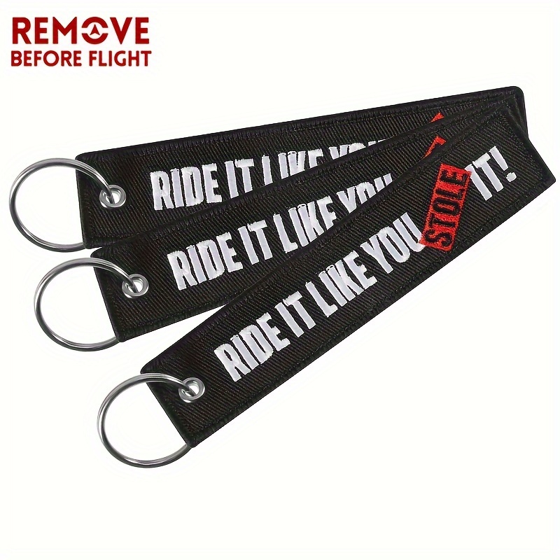 

3pcs Funny Keychain For Cars Embroidery Key Chain Motorcycles Gifts Tag Key Fobs Ride It Like You Stole It Keychain