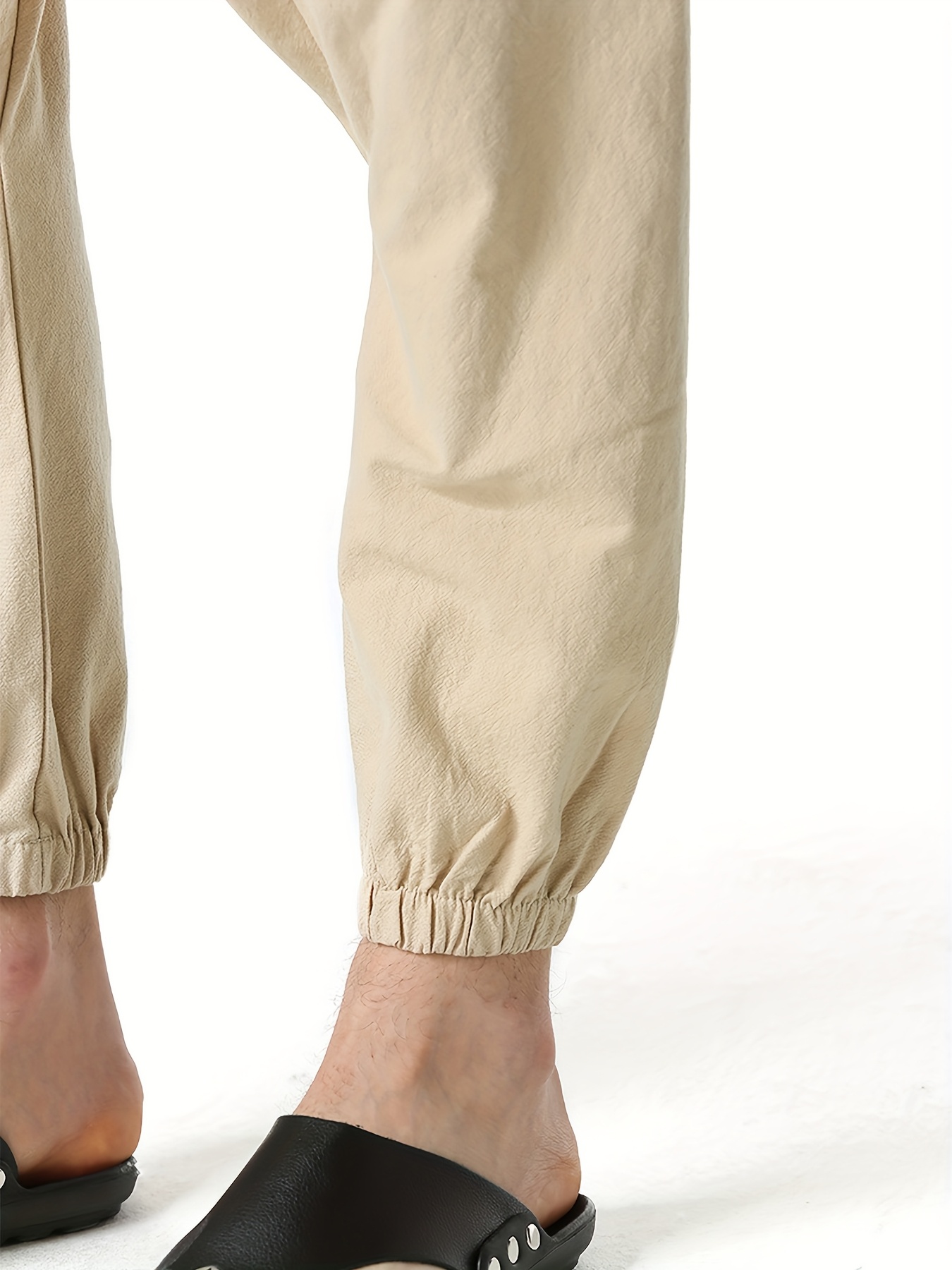 Pantalon Harem Homme Coton Lin Pantalon Harem Homme en Coton et Lin - Taille Oversize à Jambes Larges avec Entrejambe Tombant, Coupe Décontractée Sans Ceinture (S-XXXL) | Tissu Respirant pour Printemps/Automne, Tenue Décontractée et Extérieure | Pantalon Harem Style Bohème à Taille Moyenne pour Homme