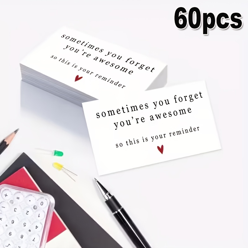TEMU 60pcs English Cards, Size 8.9 X 5cm, And , Suitable For Self-encouragement Message Cards, Emotional Business Cards