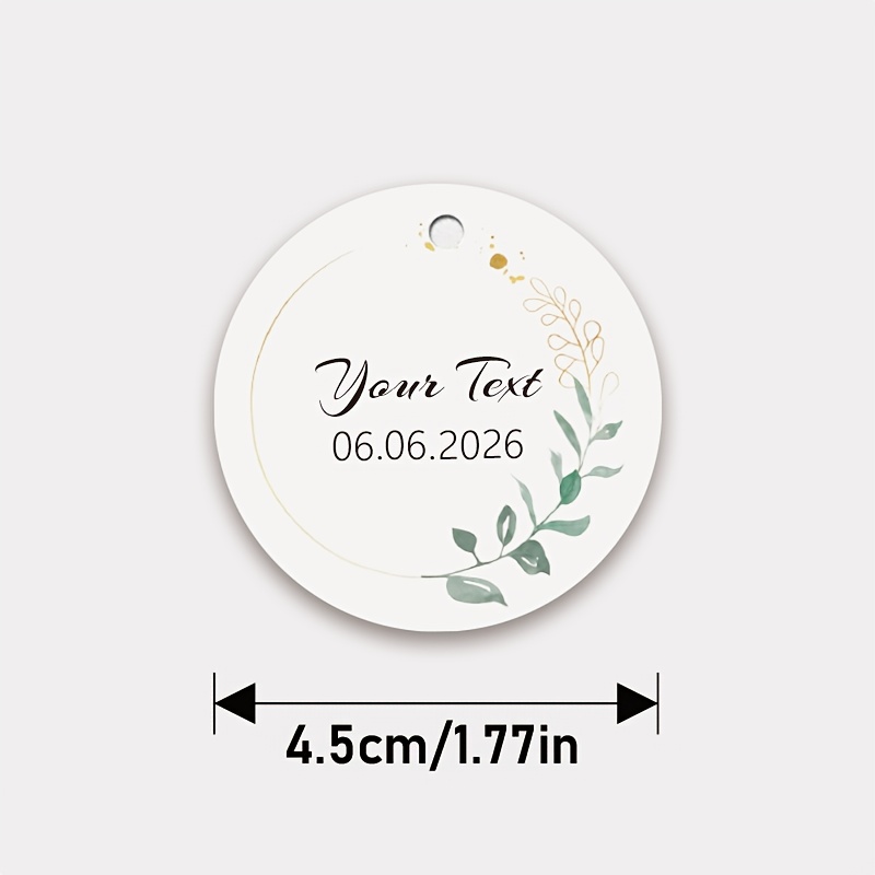TEMU 48pcs Customizable Text Labels, Personalized Tags, 4.5cm Round Cards, Minimalist Leaf Design