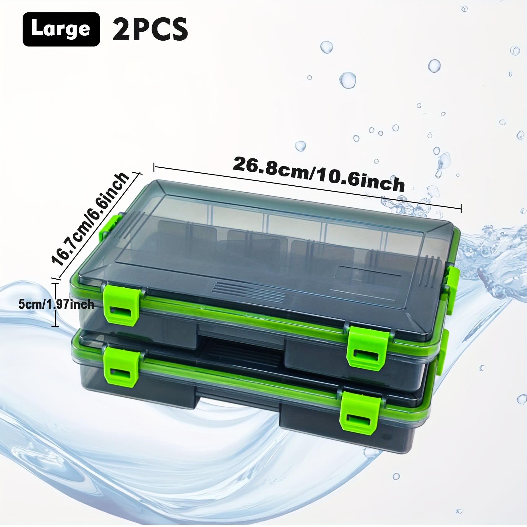 Sports 2pcs Waterproof Fishing Tackle Boxes 360° Seal Storage Trags Organizer Box With Adjustable Dividers Hold Tackle And Lure 3 Sizes 2 Colors
