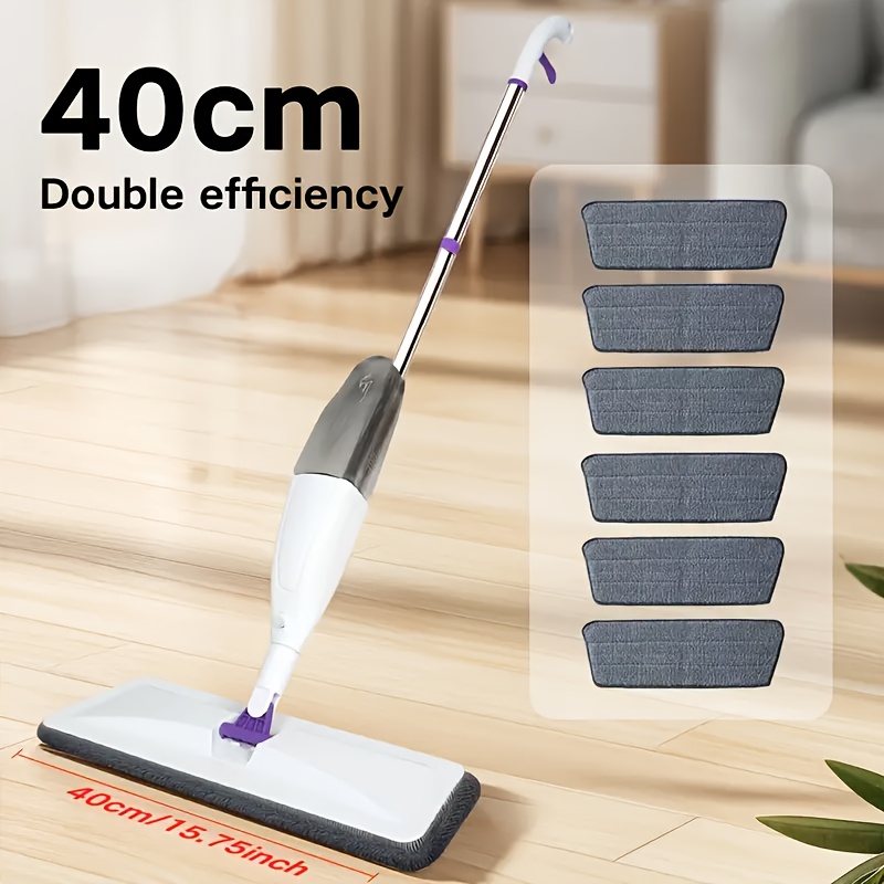 TEMU Household Spray Mop With 6 Reusable Microfiber Pads, 360° Flexible Cleaning - Multi-functional Microfiber Spray Mop For Cleaning On Hardwood,