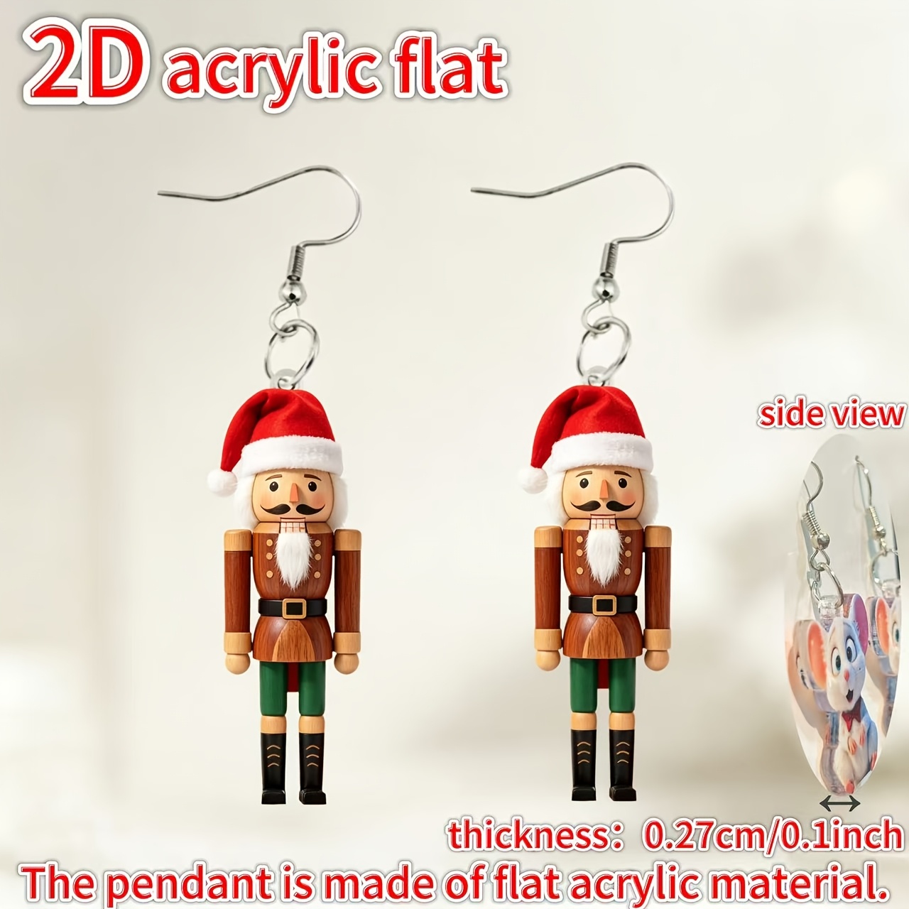Fun 2026 Christmas Nutcracker Acrylic Drop Earrings