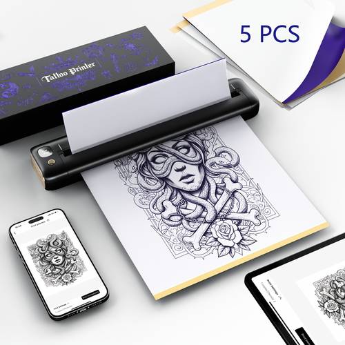 portable tattoo stencil printer f81s thermal printer for professional tattoo transfer from phone to skin for ios 5 tattoo paper