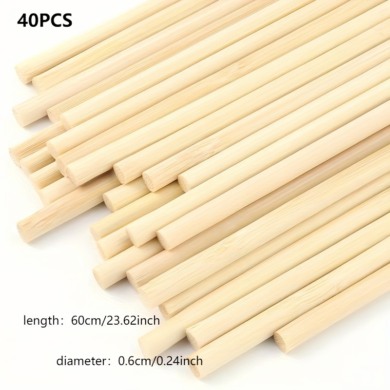 40/80pcs, 60cm Length 6mm Diameter Circular Bamboo Sticks, Suitable For Handicrafts, Model Making, Plant Support, Flagpole Making.