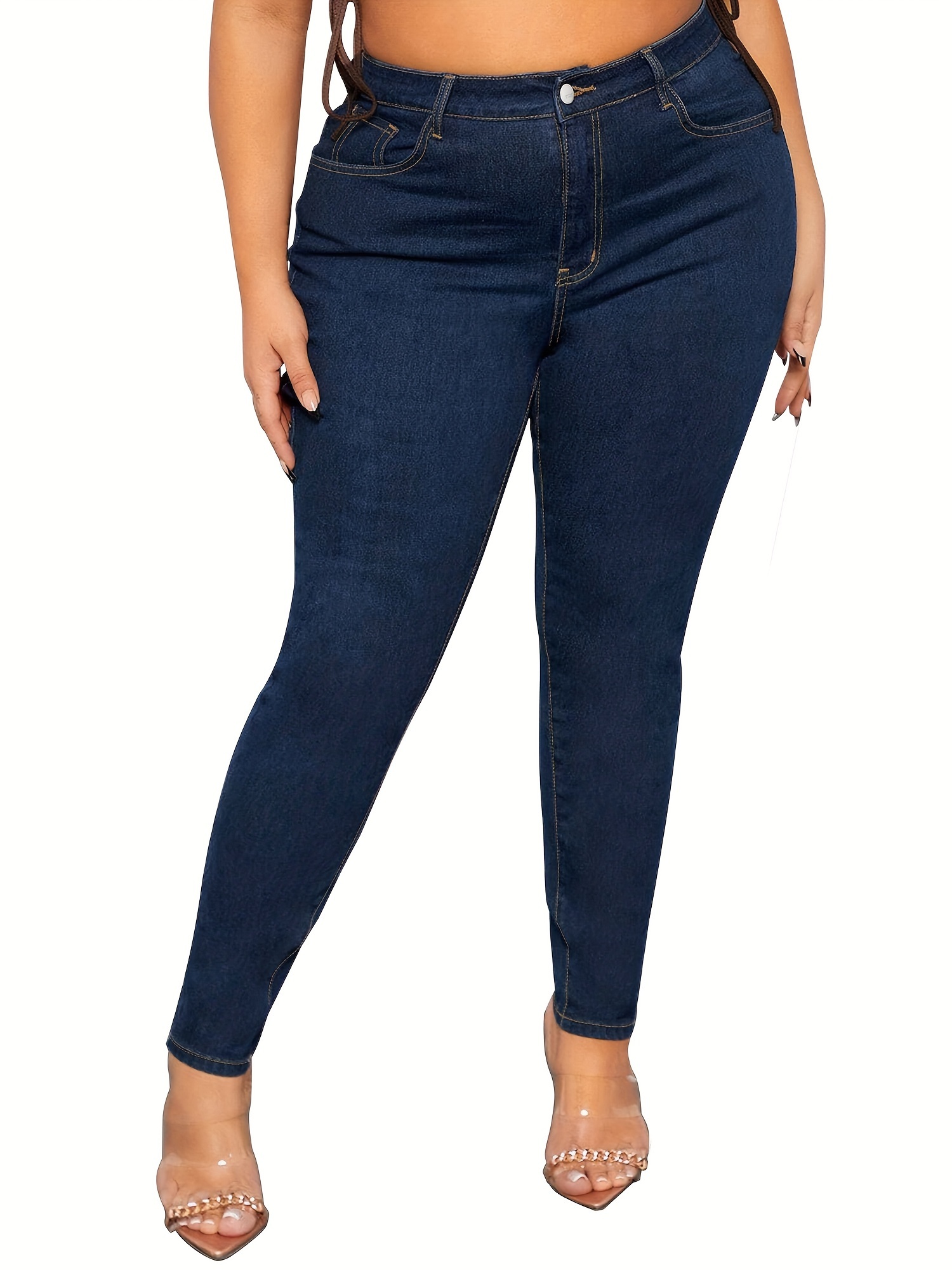 plus size skinny jeans women high waist high stretchy denim