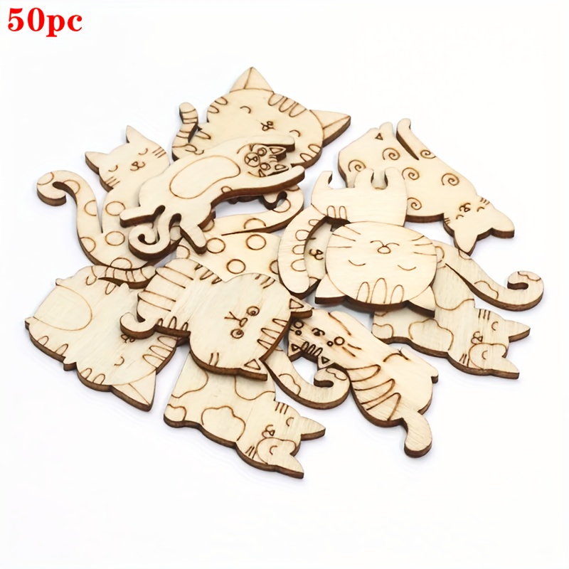 

50pcs Materials, Shaped Wood , Wooden Ornaments, Diy Painting Decorations,