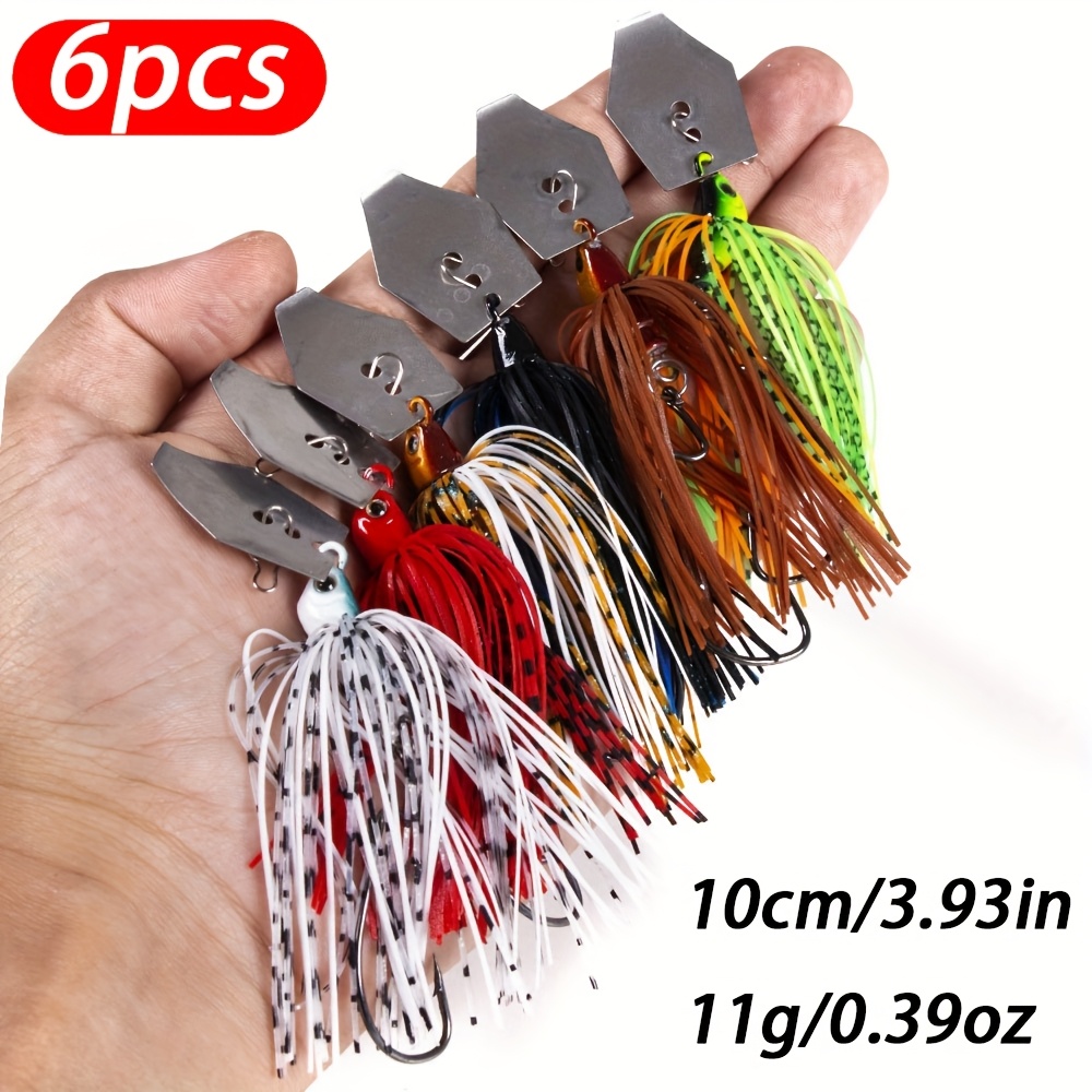6pcs Weedless Spinner Lure Set | Glitter Iron Baits For Bass, Pike, Freshwater Fishing Gear