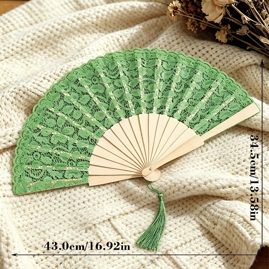 Personalized Handheld Fan with Lace Surface