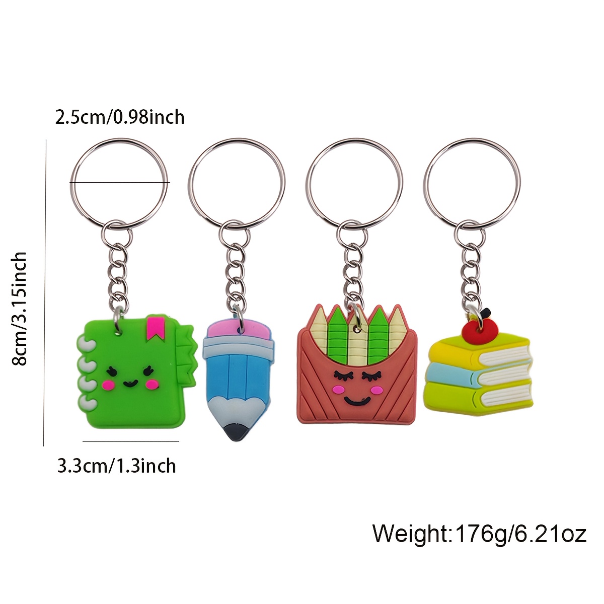 TEMU 50pcs Assorted Cartoon Keychains, Bulk Party Favors, Backpack Keychains, Stationery, Writing Board, Calculator, School Bag, Casual Keychains,