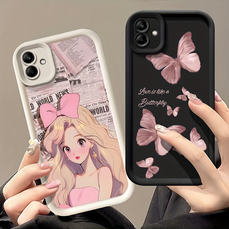 

Pour Samsung A05 Étui en Silicone TPU Customisé Fashionable et Mignon avec de Fille Papillon pour Coque de Téléphone Protectrice