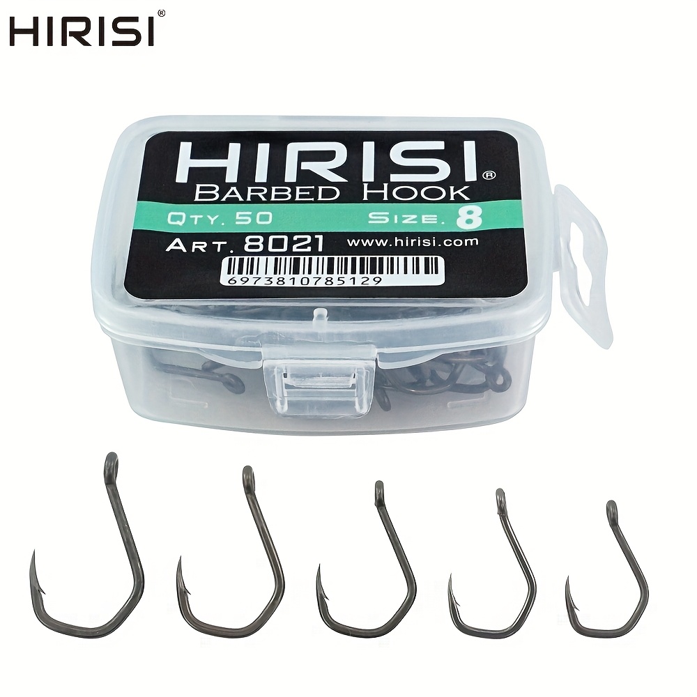 

50pcs Carbon Steel Fishing Hooks Set - Barbed Single Circle For Fly & Sea Fishing, Ideal For Carp - Tackle Accessories