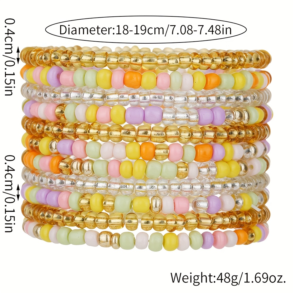 11pc Bohemian Style Handmade Beaded Bracelet Set for Women