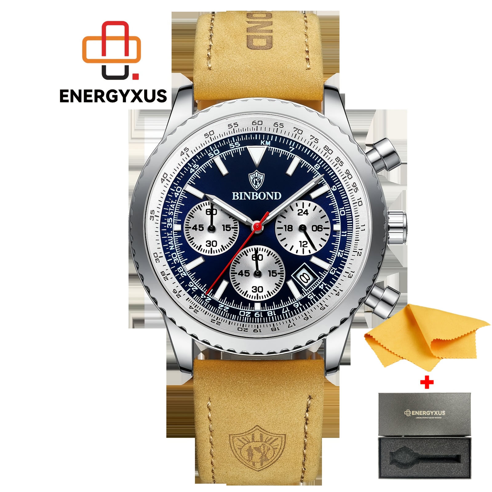 TEMU Men's Watch Stainless Steel Chronograph Roman Men's Fashion Watch