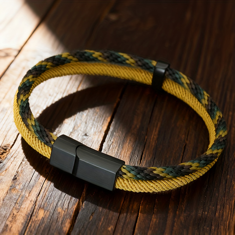 Men's Handmade Woven Bracelet, Detachable Clasp, Outdoor Style