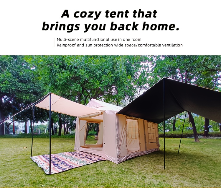 4 8 person   inflatable tent with hand pump 129   large space easy setup zip closure matching with a canopy   with   stove chimney opening tent for 4 season outdoor camping windproof high quality with mosquito Product details 0